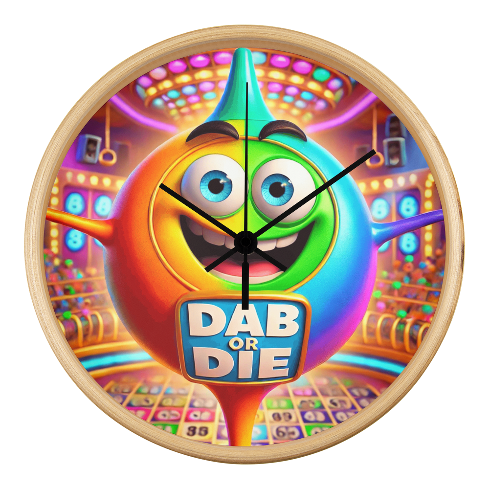 Dab Or Die 02 - Wood Frame 10” Clock - Gift for Her - Gift for Him