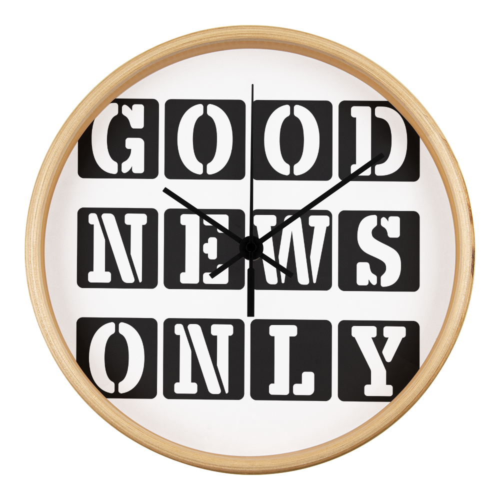 Good News Only (Black) Wooden Frame 10" Clock – Gift for Her - Gift for Him