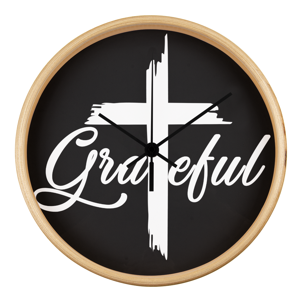 Grateful Wood Frame 10” Clock – Gift for Her - Gift for Him