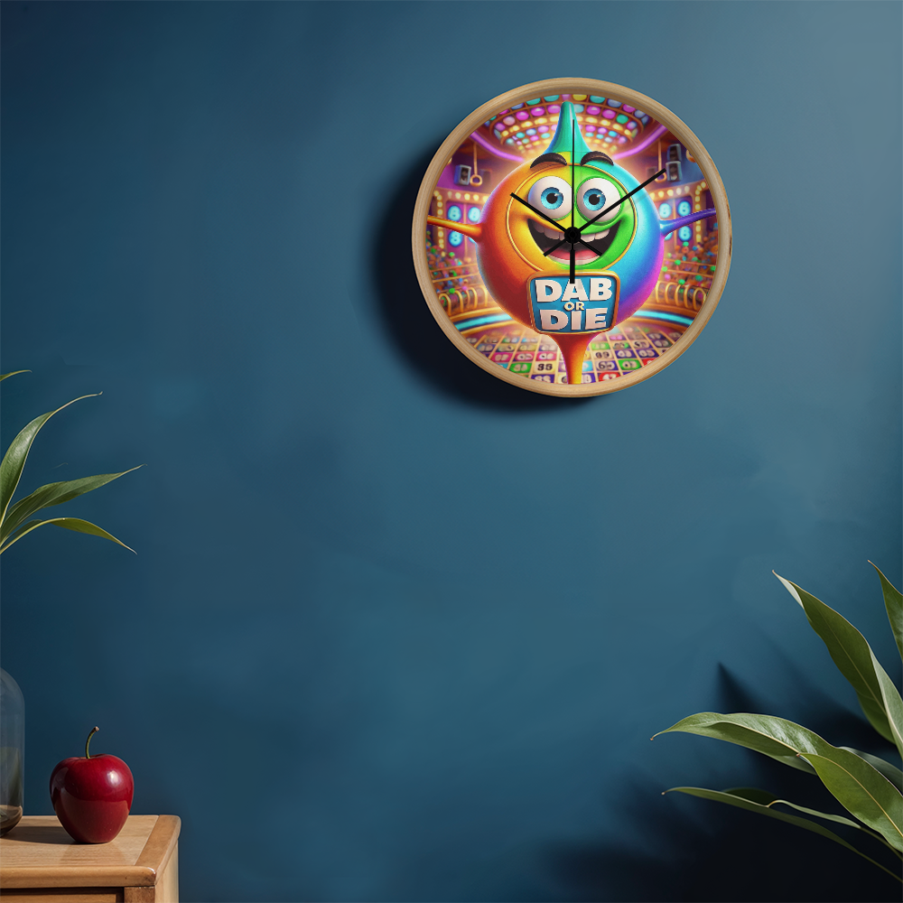Dab Or Die 02 - Wood Frame 10” Clock - Gift for Her - Gift for Him