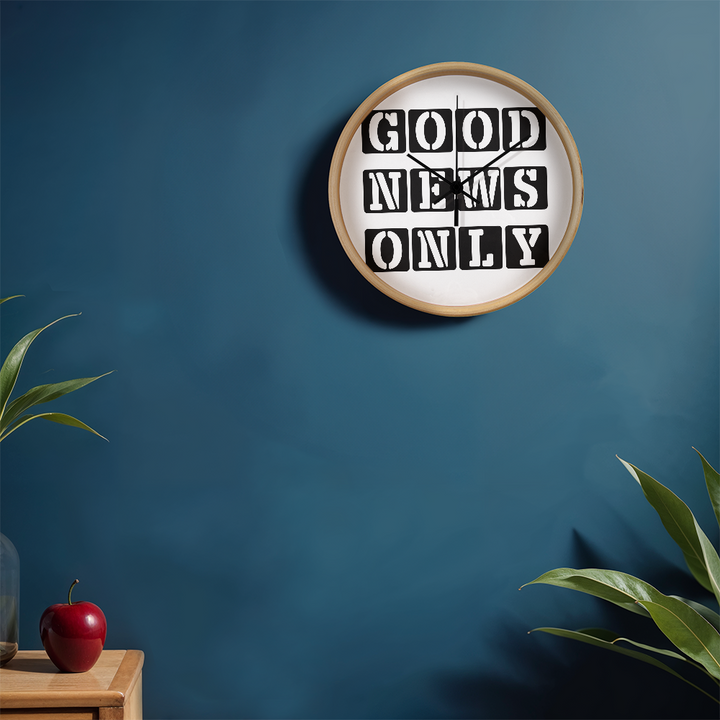 Good News Only (Black) Wooden Frame 10" Clock – Gift for Her - Gift for Him