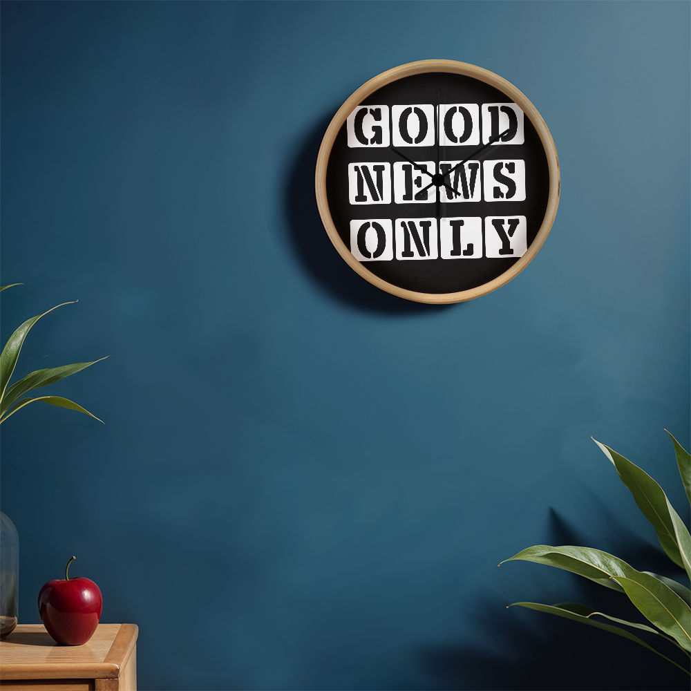 Good News Only (White) - Wooden Frame 10" Clock - Gift for Her - Gift for Him