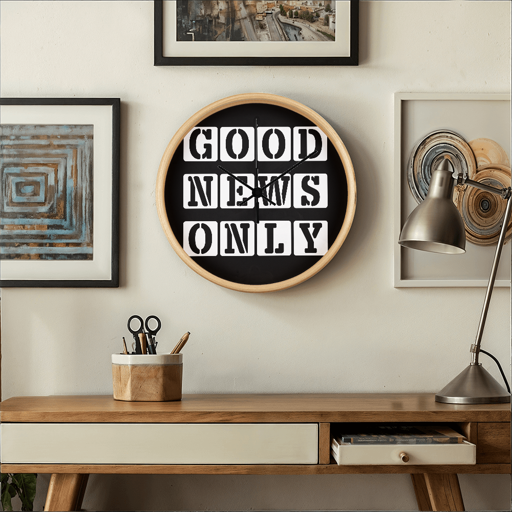 Good News Only (White) - Wooden Frame 10" Clock - Gift for Her - Gift for Him