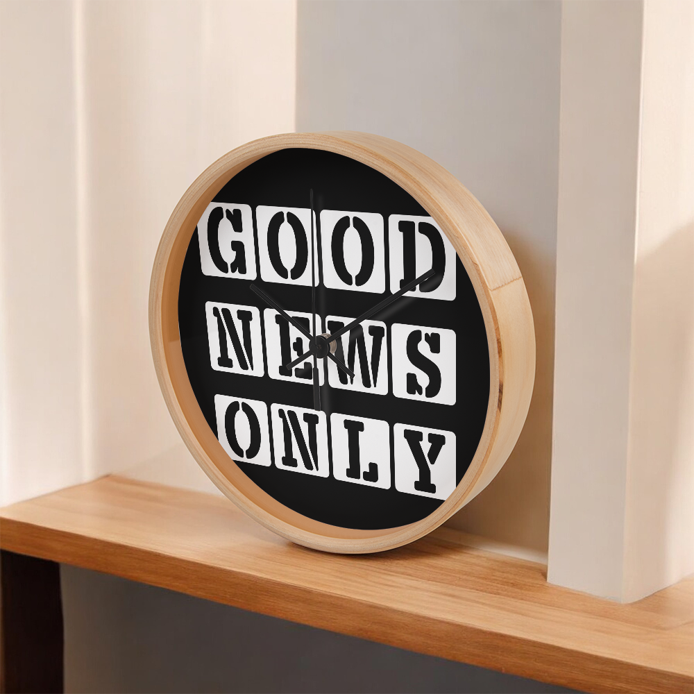 Good News Only (White) - Wooden Frame 10" Clock - Gift for Her - Gift for Him