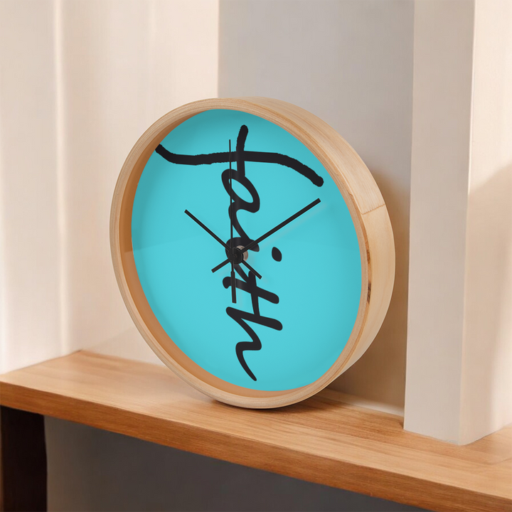 Faith (Black) – Wood Frame 10" Clock – Gift for Her – Gift for Him