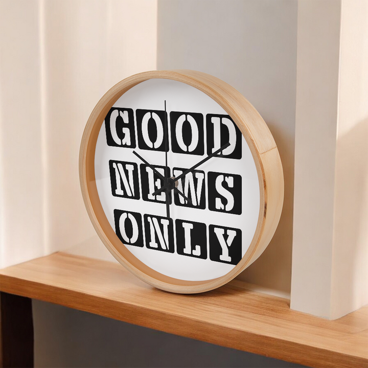 Good News Only (Black) Wooden Frame 10" Clock – Gift for Her - Gift for Him