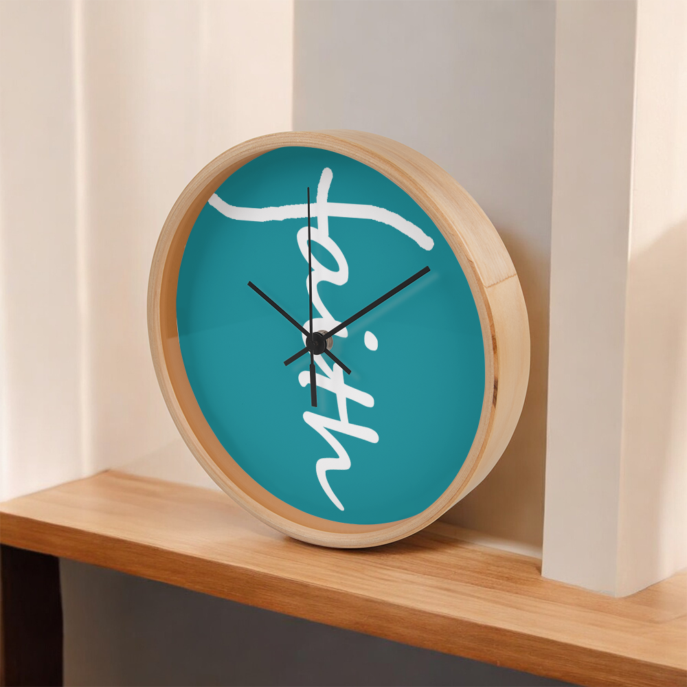 Faith (White) – Wood Frame 10" Clock – Gift for Her – Gift for Him