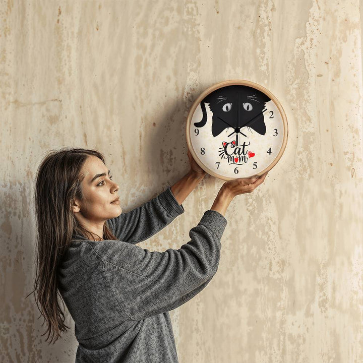 Cat Mom – Wooden Frame Clock – Gift for Mom