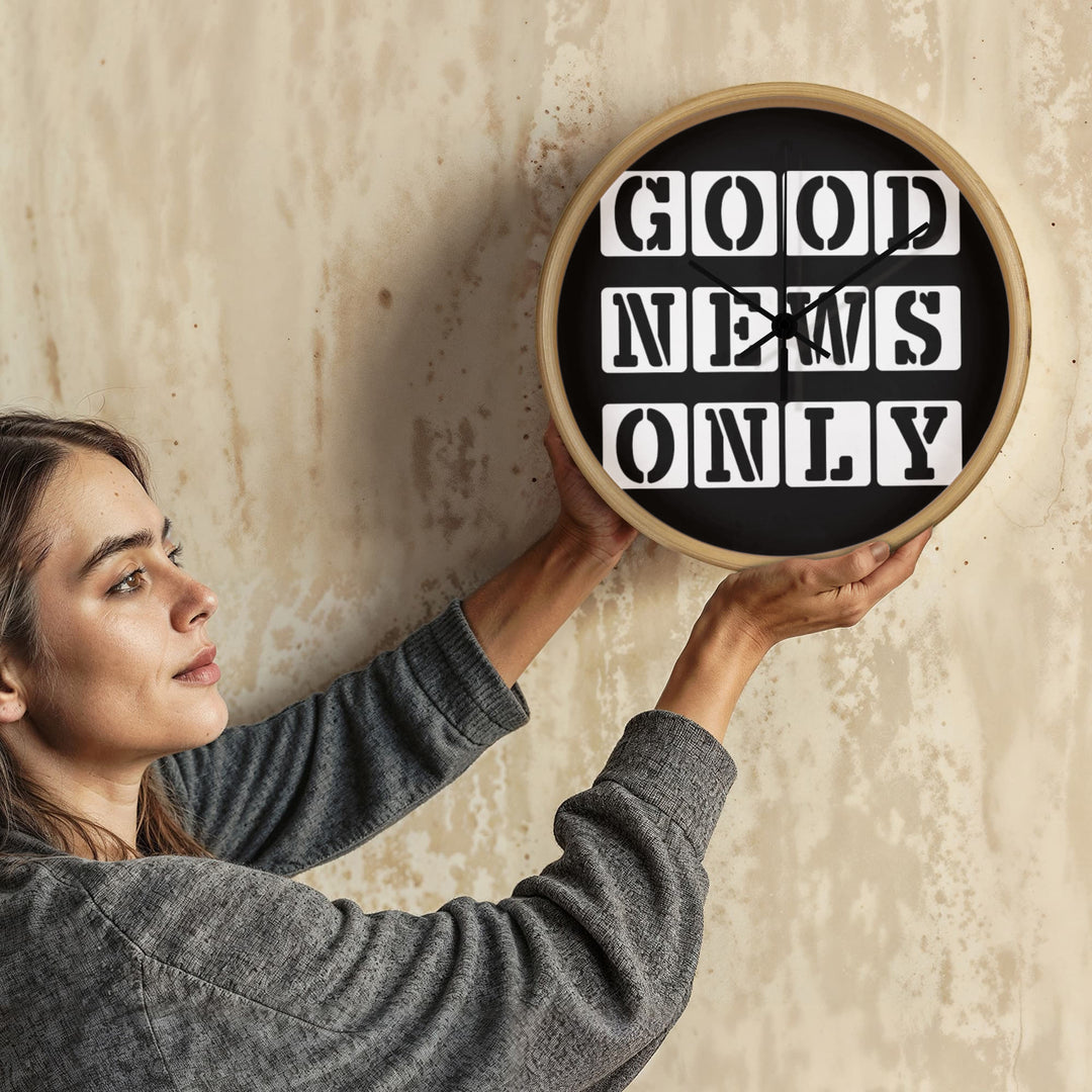 Good News Only (White) Wooden Frame 10" Clock – Gift for Her - Gift for Him