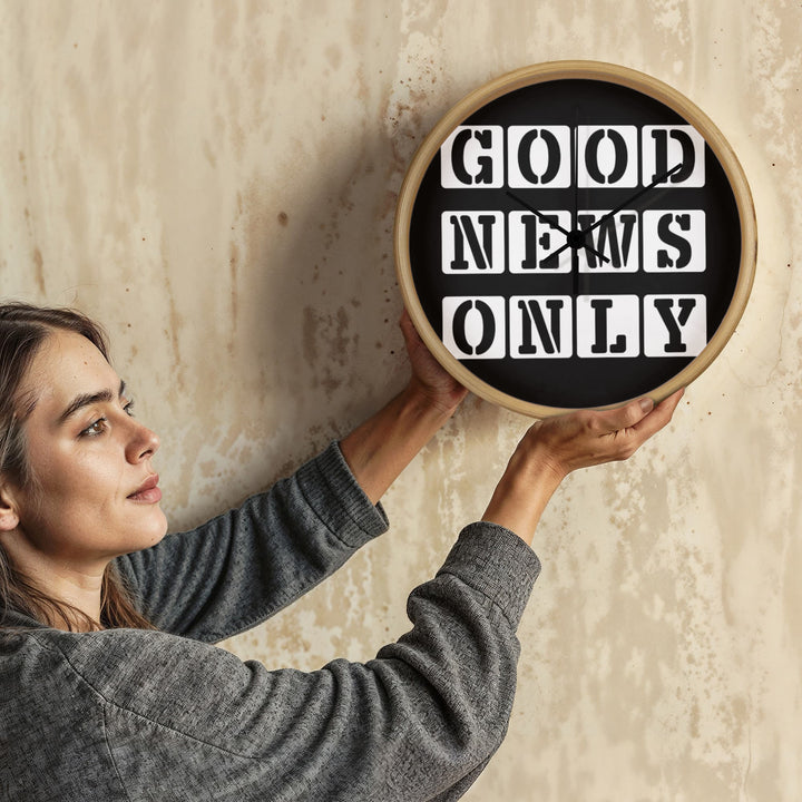 Good News Only (White) Wooden Frame 10" Clock – Gift for Her - Gift for Him