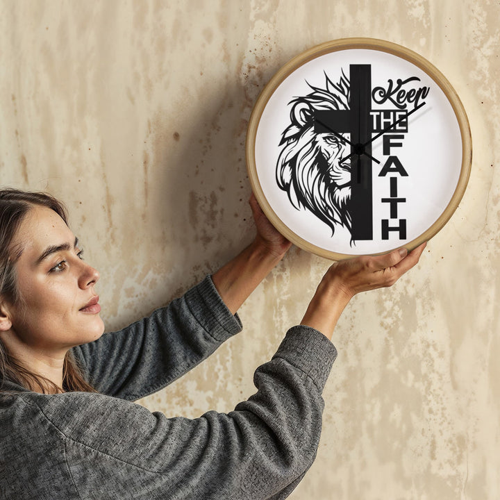 Keep The Faith Wood Frame 10” Clock – Gift for Her - Gift for Him