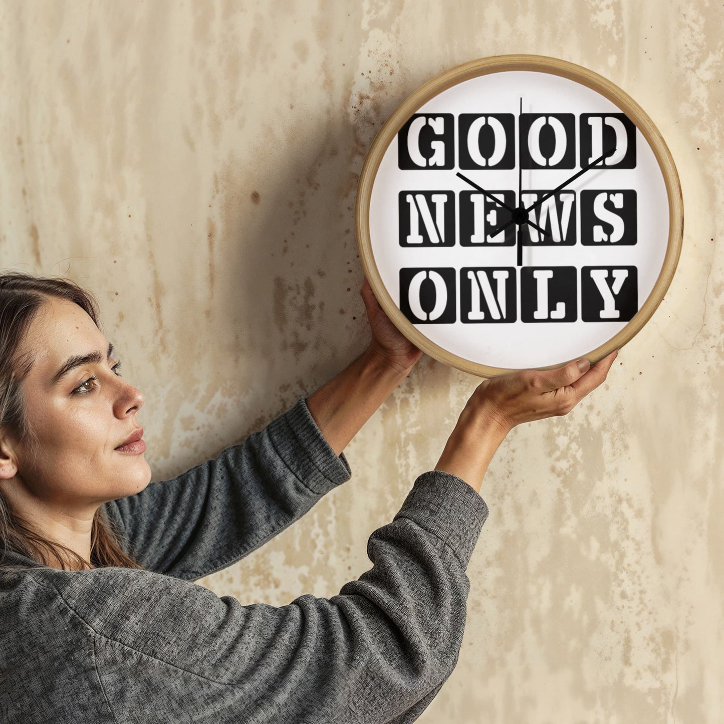 Good News Only (Black) - Wooden Frame 10" Clock - Gift for Her - Gift for Him