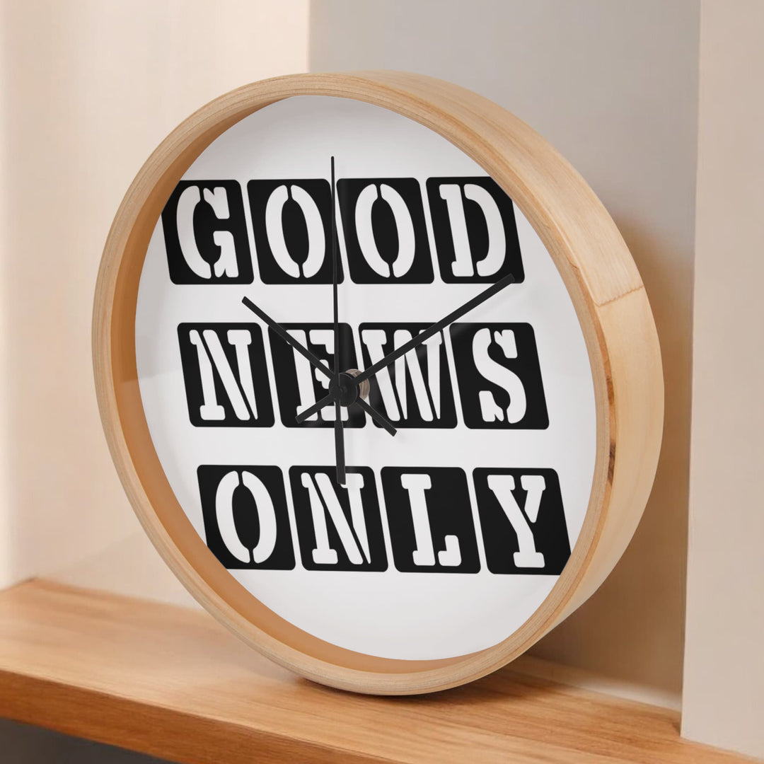 Good News Only (Black) Wooden Frame 10" Clock – Gift for Her - Gift for Him