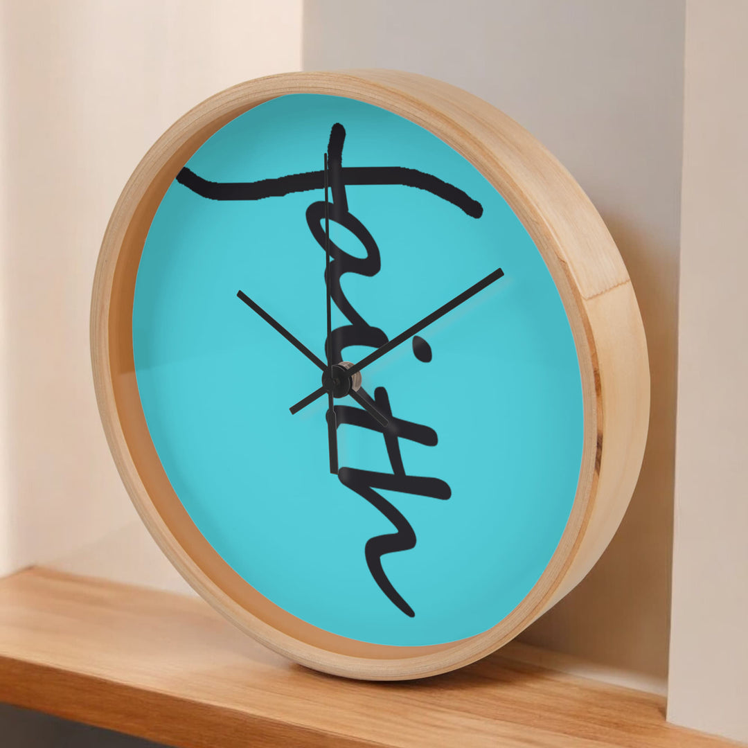 Faith (Black) – Wood Frame 10" Clock – Gift for Her – Gift for Him