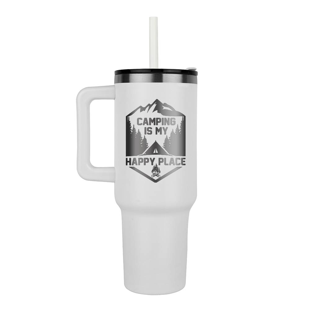 Camping Is My Happy Place - Pinnacle 40oz Tumbler - Laser engraved - Gift for Her - Gift for Him