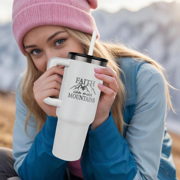 Faith Can Move Mountains 40oz Tumbler – Gift for Her - Gift for Him