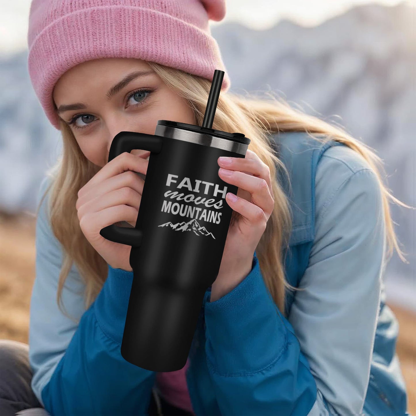 Faith Moves Mountains - Pinnacle 40oz Tumbler - Gift for Her - Gift for Him