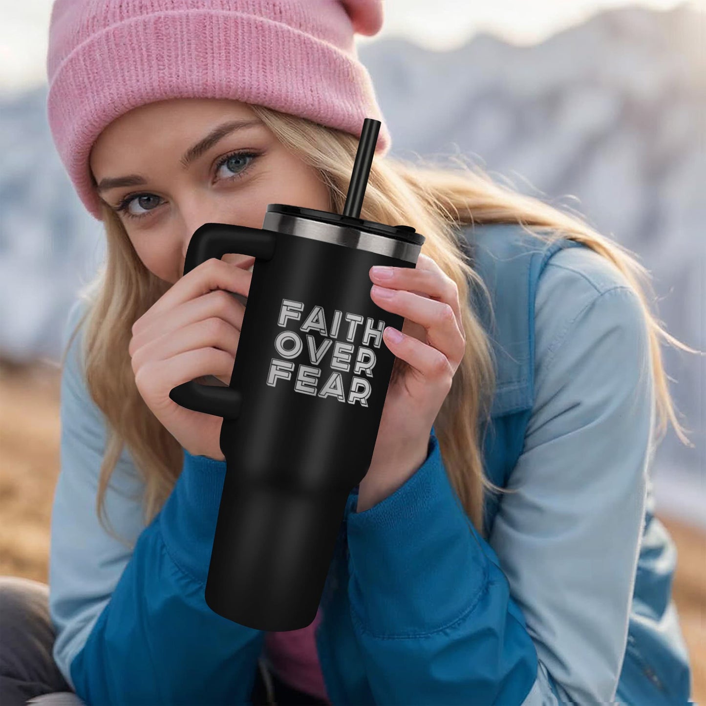 Faith Over Fear - Pinnacle 40oz Tumbler - Gift for Her - Gift for Him