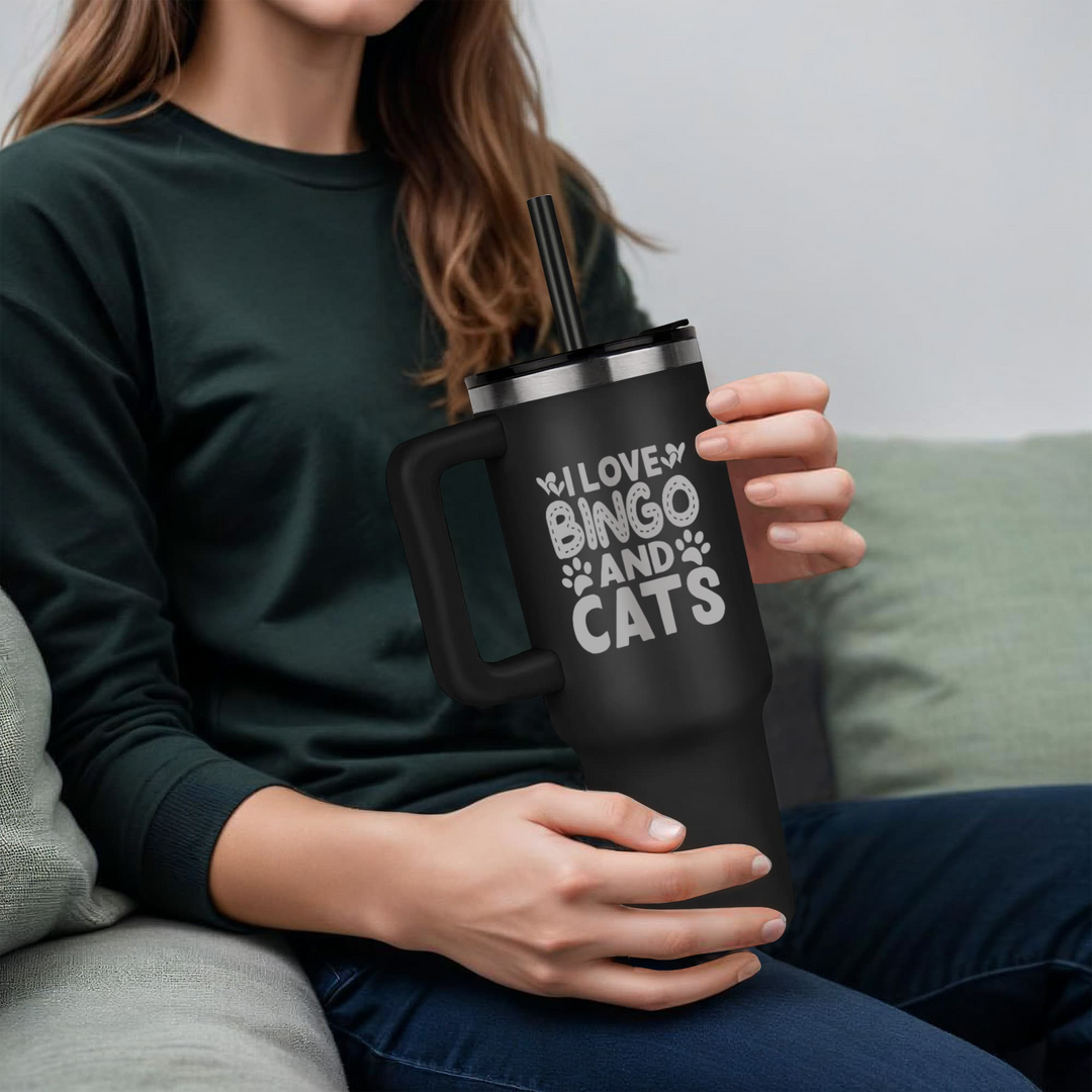 I Love Bingo And Cats 40oz Tumbler – Gift for Her - Gift for Him