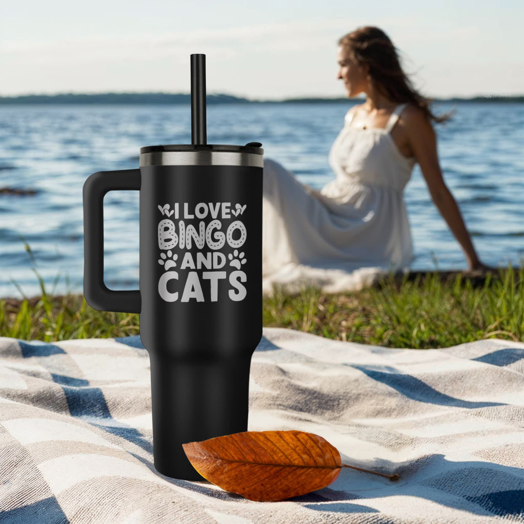I Love Bingo And Cats 40oz Tumbler – Gift for Her - Gift for Him