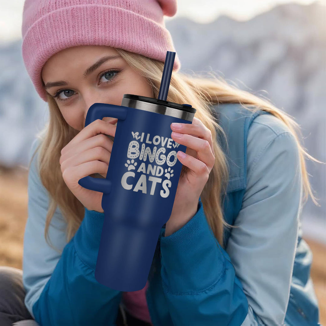 I Love Bingo And Cats 40oz Tumbler – Gift for Her - Gift for Him