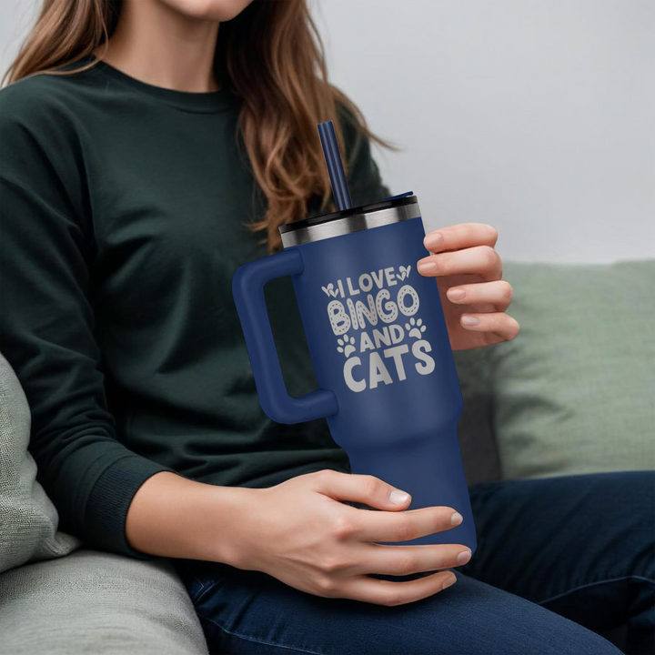 I Love Bingo And Cats 40oz Tumbler – Gift for Her - Gift for Him