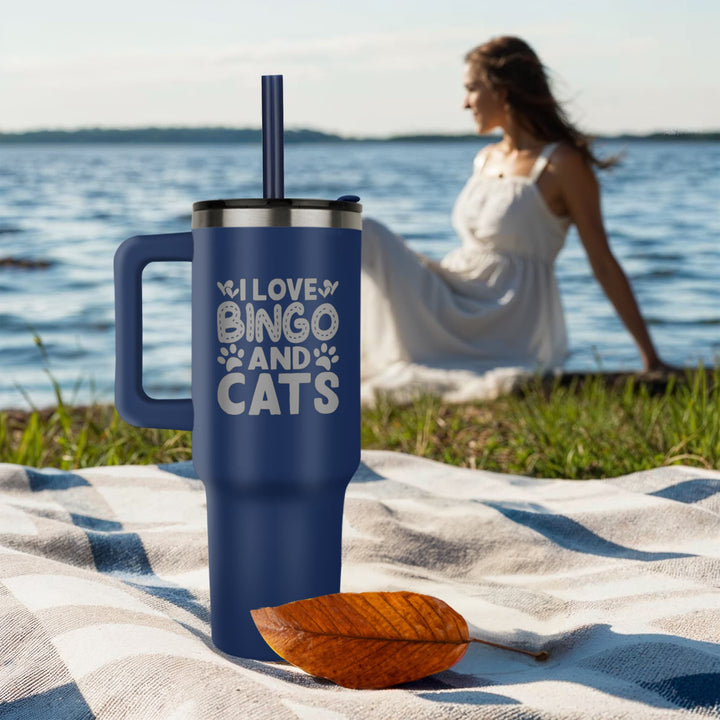 I Love Bingo And Cats 40oz Tumbler – Gift for Her - Gift for Him