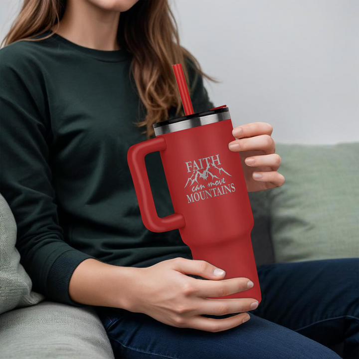 Faith Can Move Mountains 40oz Tumbler – Gift for Her - Gift for Him