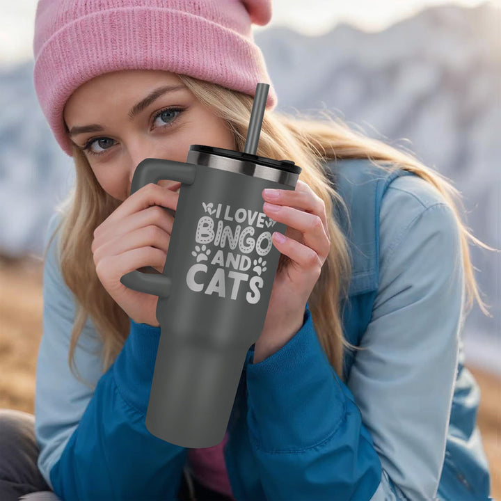 I Love Bingo And Cats 40oz Tumbler – Gift for Her - Gift for Him