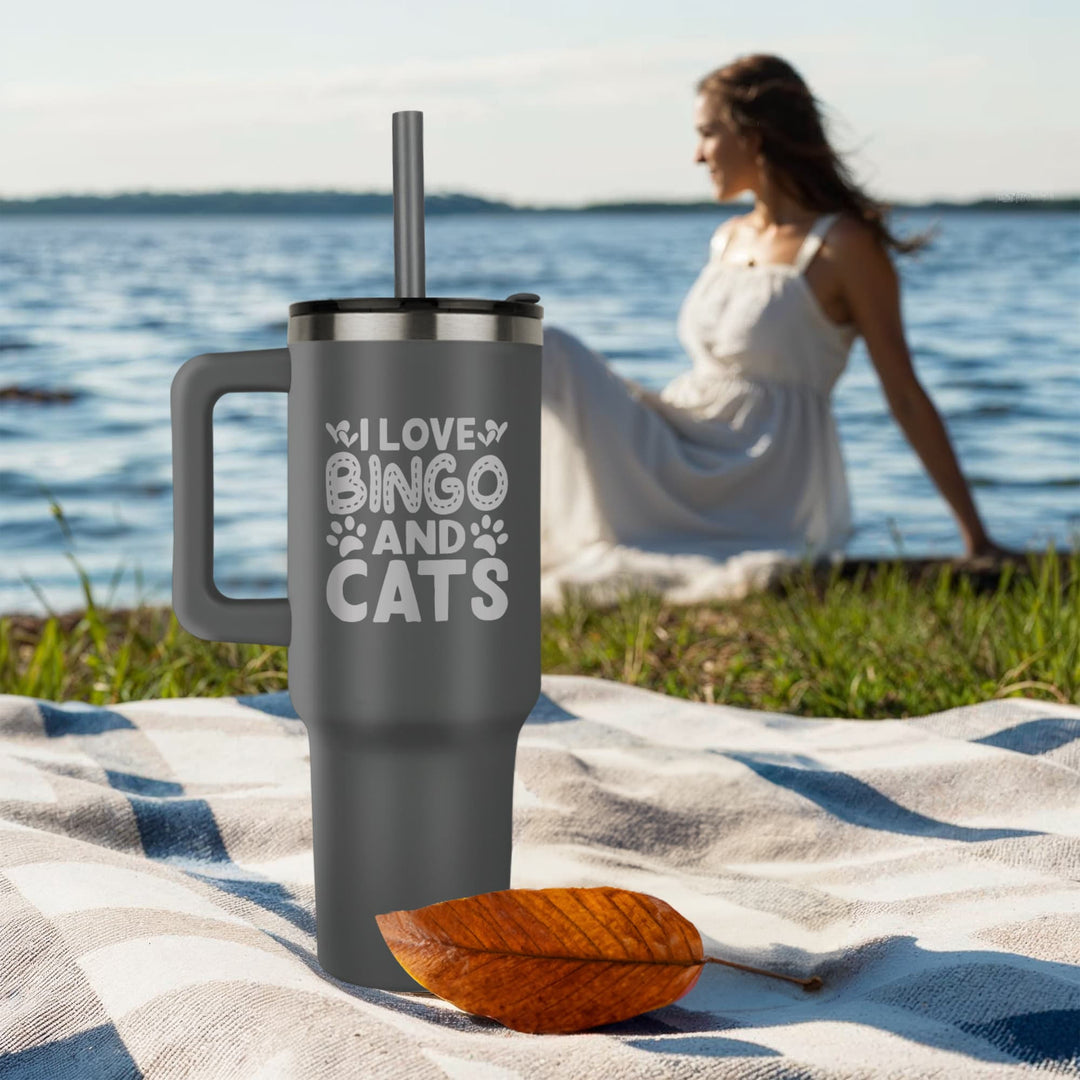 I Love Bingo And Cats 40oz Tumbler – Gift for Her - Gift for Him