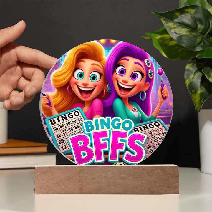 Bingo BFFS Acrylic Circle Plaque – Gift for Her