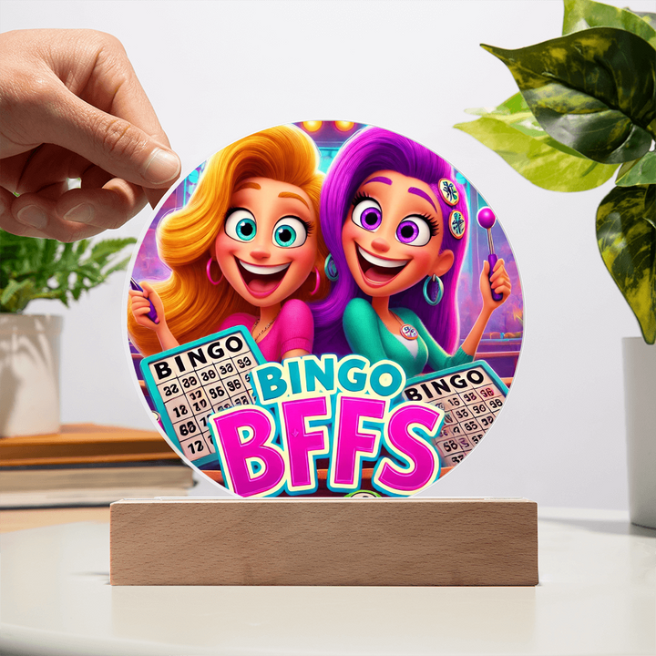 Bingo BFFS Acrylic Circle Plaque – Gift for Her