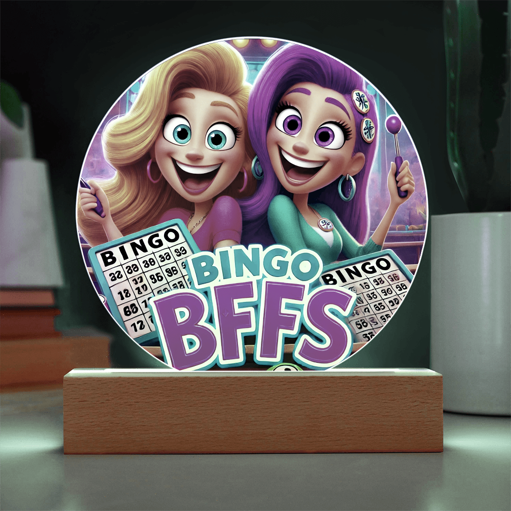 Bingo BFFS Acrylic Circle Plaque – Gift for Her