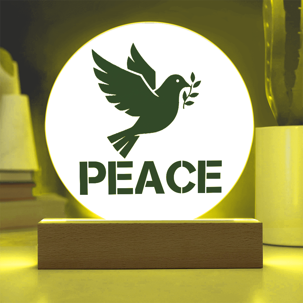PEACE - Printed Circle Acrylic Plaque - Gift for Her - Gift for Him