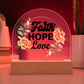 Faith Hope Love - Printed Dome Acrylic Plaque - Gift for Her