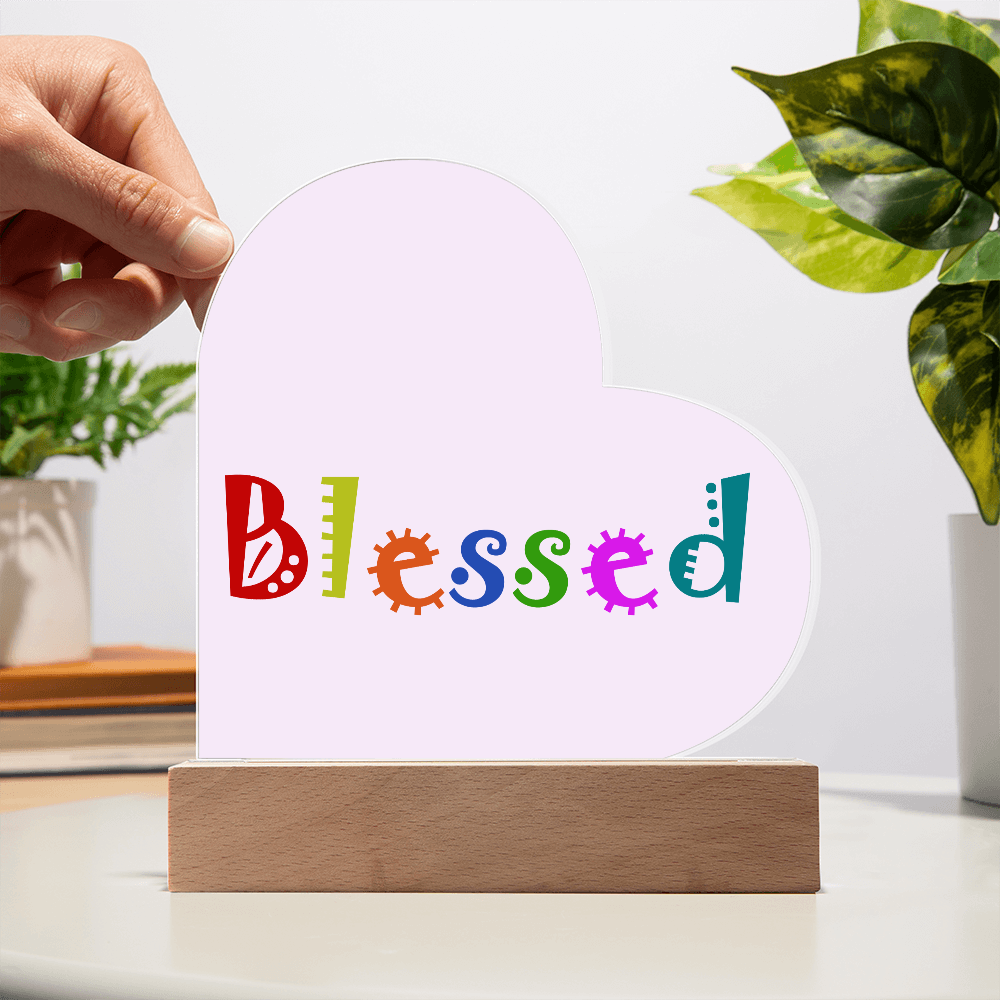 Blessed - Printed Heart Acrylic Plaque - Gift for Her - Gift for Him