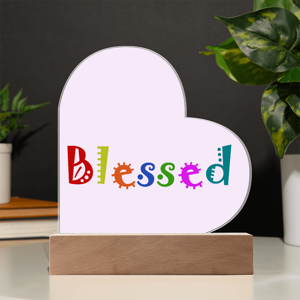 Blessed - Printed Heart Acrylic Plaque - Gift for Her - Gift for Him