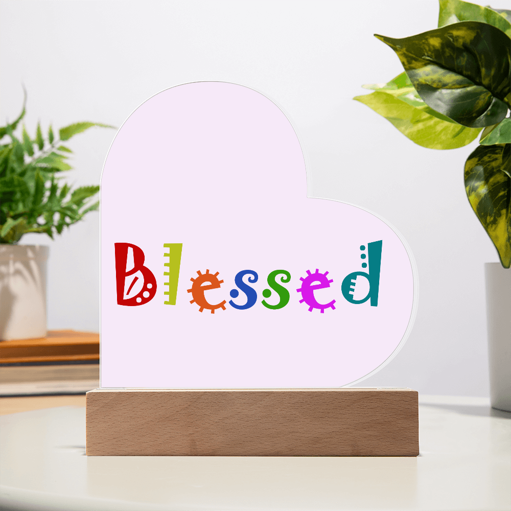 Blessed - Printed Heart Acrylic Plaque - Gift for Her - Gift for Him