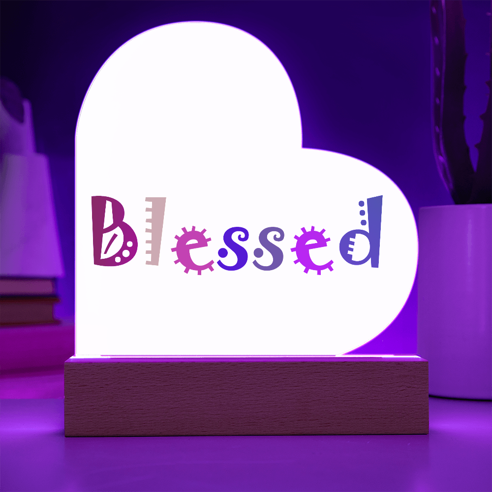 Blessed - Printed Heart Acrylic Plaque - Gift for Her - Gift for Him