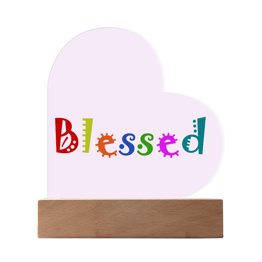 Blessed - Printed Heart Acrylic Plaque - Gift for Her - Gift for Him