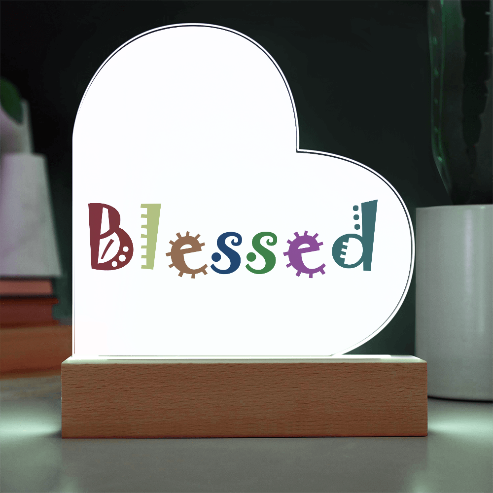 Blessed - Printed Heart Acrylic Plaque - Gift for Her - Gift for Him