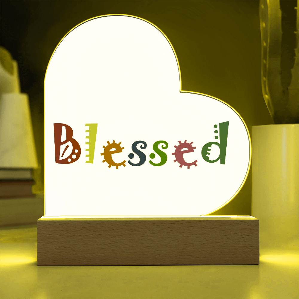 Blessed - Printed Heart Acrylic Plaque - Gift for Her - Gift for Him