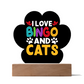 I Love Bingo and Cats - Acrylic Paw Print Plaque - Gift for Her - Gift for Him