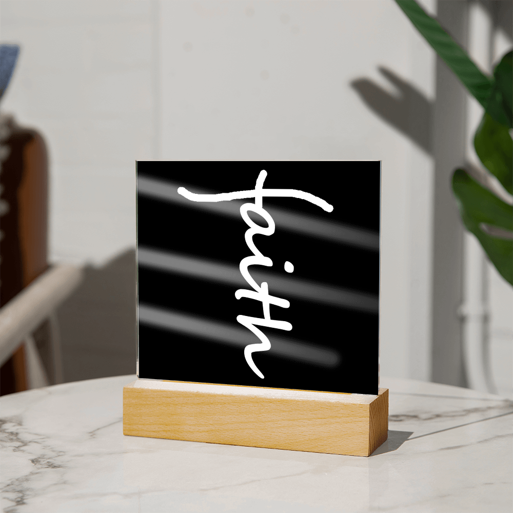 Faith (White) - Acrylic Square Plaque - Gift for Her - Gift for Him