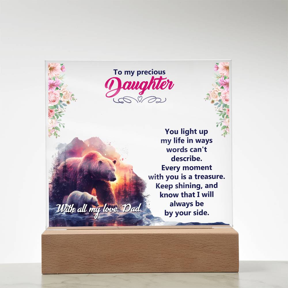 To My Precious Daughter, You Light Up My Life - Acrylic Square Plaque - Gift for Daughter