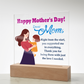 Dear Mom, Happy Mother's Day! Right From The Start, You Supported Me -  Acrylic Square Plaque - Gift for Mom