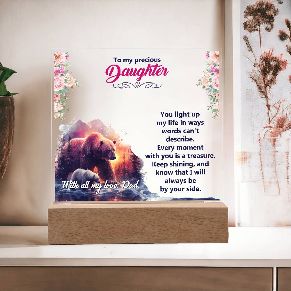 To My Precious Daughter, You Light Up My Life - Acrylic Square Plaque - Gift for Daughter