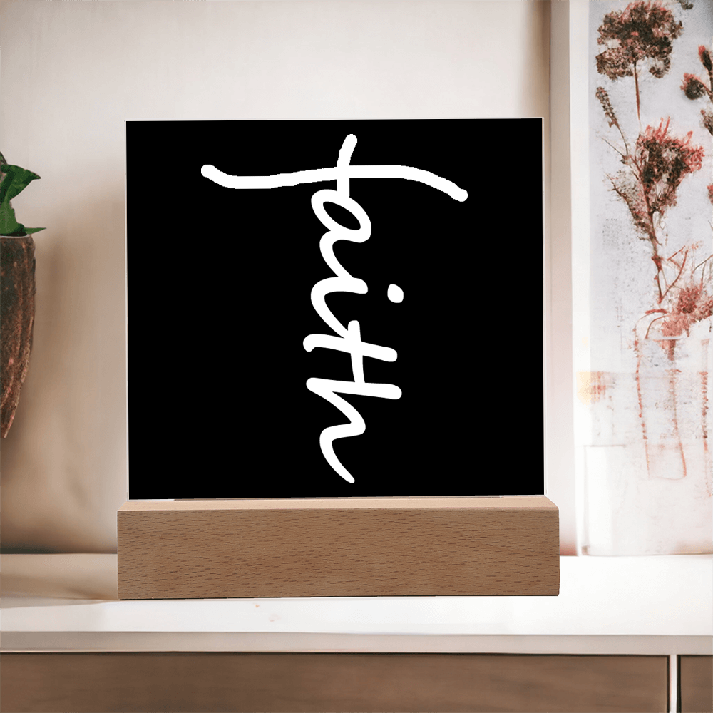 Faith (White) - Acrylic Square Plaque - Gift for Her - Gift for Him