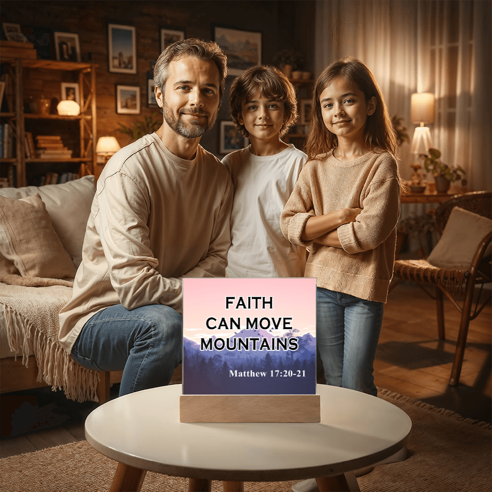 Faith Can Move Mountains Acrylic Square Plaque – Gift for Her - Gift for Him