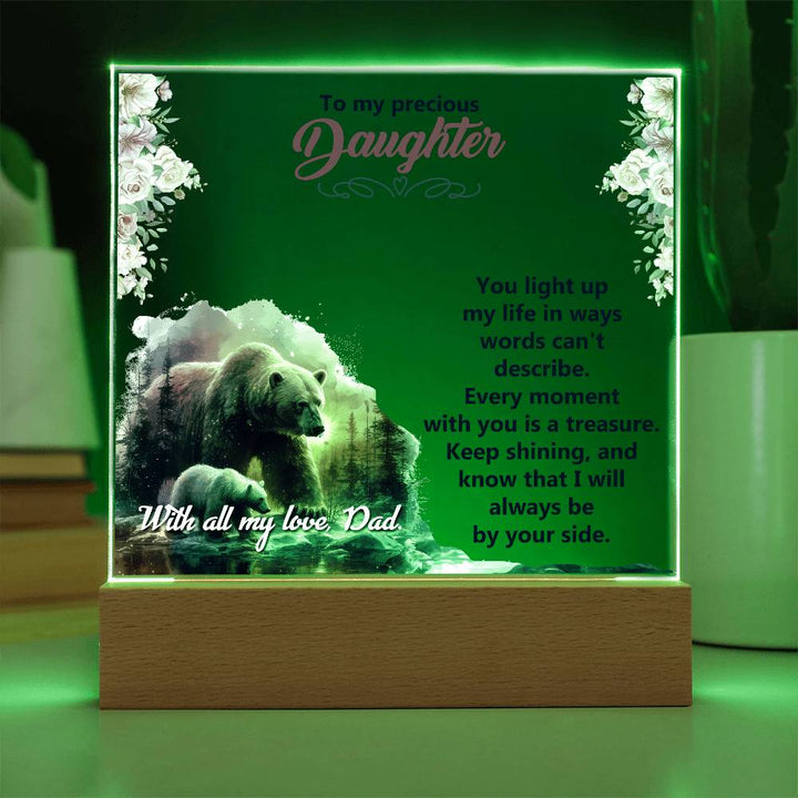To My Precious Daughter, You Light Up My Life – Acrylic Square Plaque – Gift for Daughter